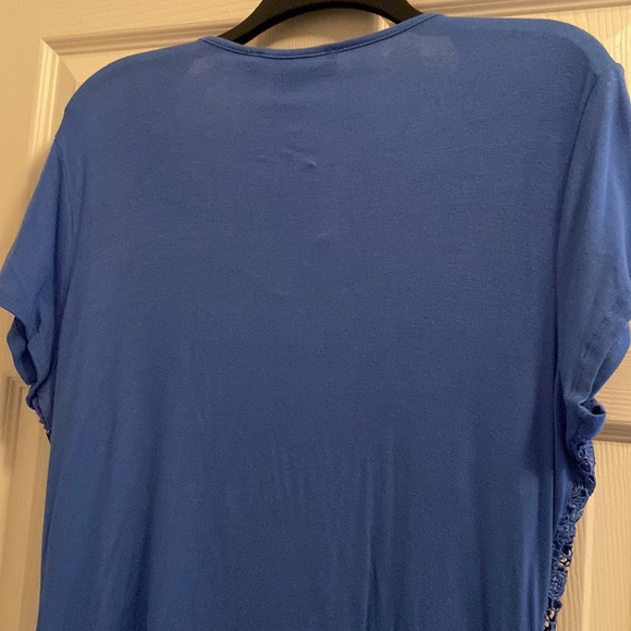 PECK & PECK ROYAL BLUE LACE OVERLAY TOP - Picture 5 of 5